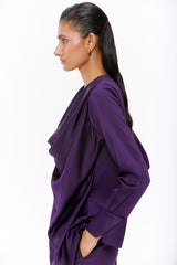 Draped Satin Skirt Set