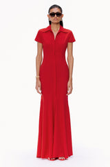 Fluted Button-Down Dress