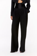 Cummerbund Wide-Leg Trousers