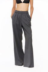 Buckled Wide-Leg Trousers