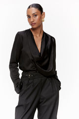 Draped Satin Blouse