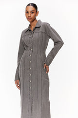 Sculpted Denim Midi Dress