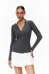 Cut-Out Knit Top
