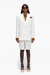 Peak Double-Breasted Skirt Suit