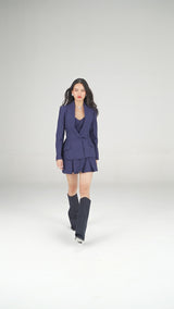 Indigo Pinstripe Skirt Suit