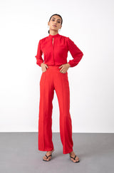 Creased Wide Leg Trousers - Trousers - Qua