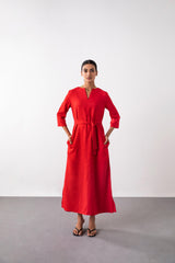 Belted Maxi Dress - Dress - Qua