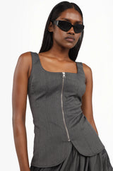 Pinstripe Zip-Up Set