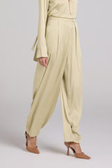 Satin Barrel-Leg Trousers