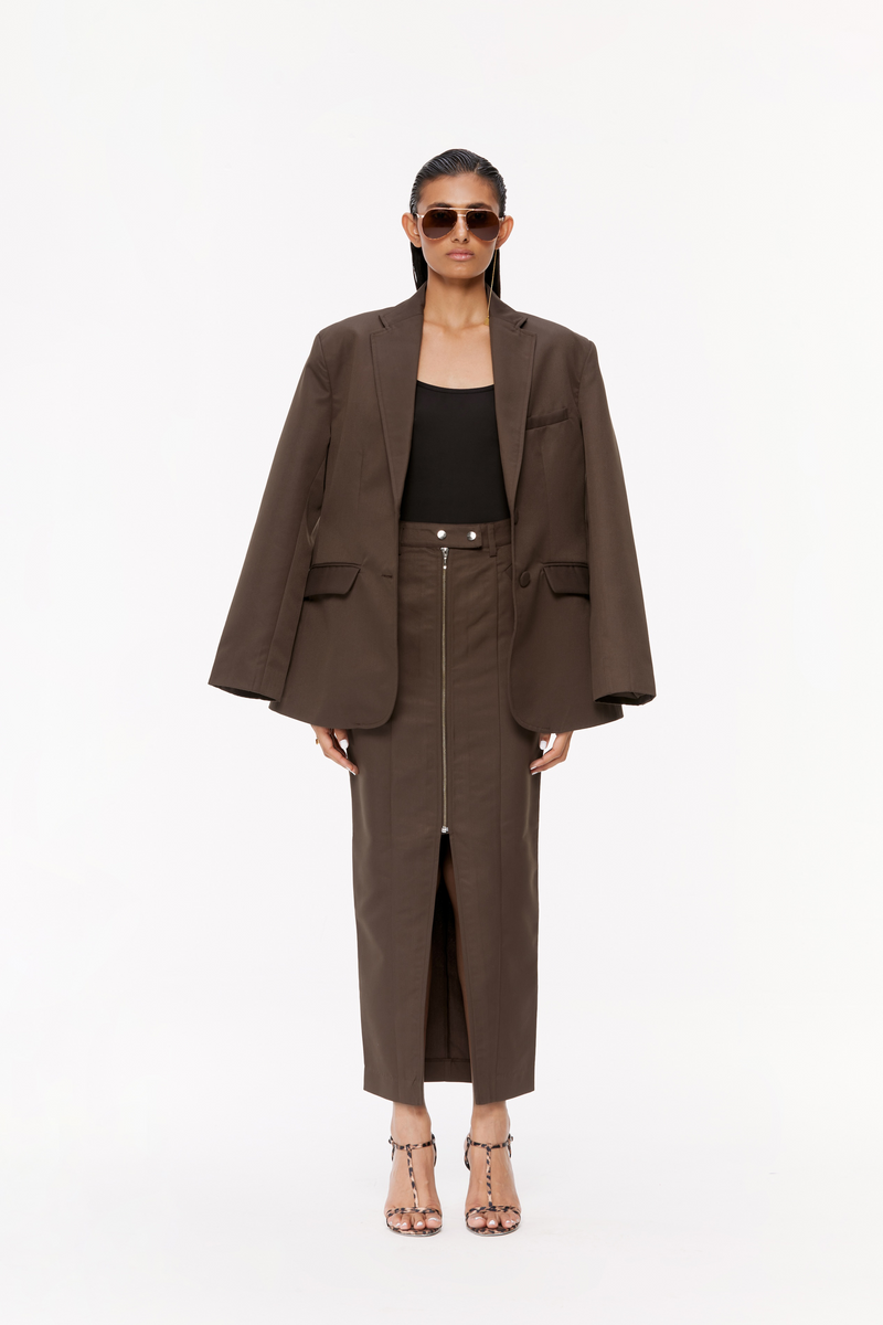 Zip-Up Skirt Suit