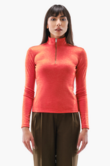 Zip Up Polo Neck Top