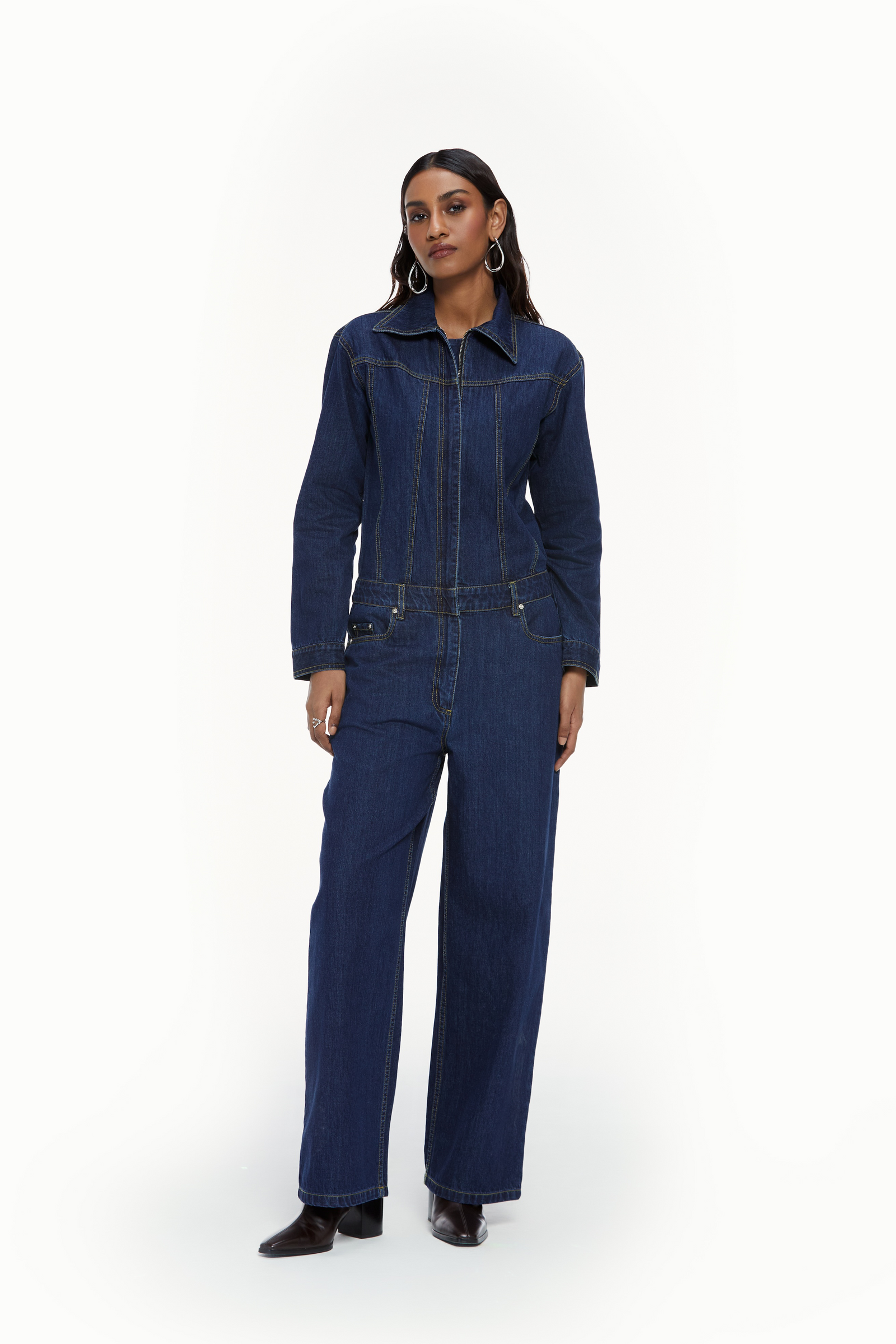 Mid Wash Blue Denim Boiler Jumpsuit – Qua