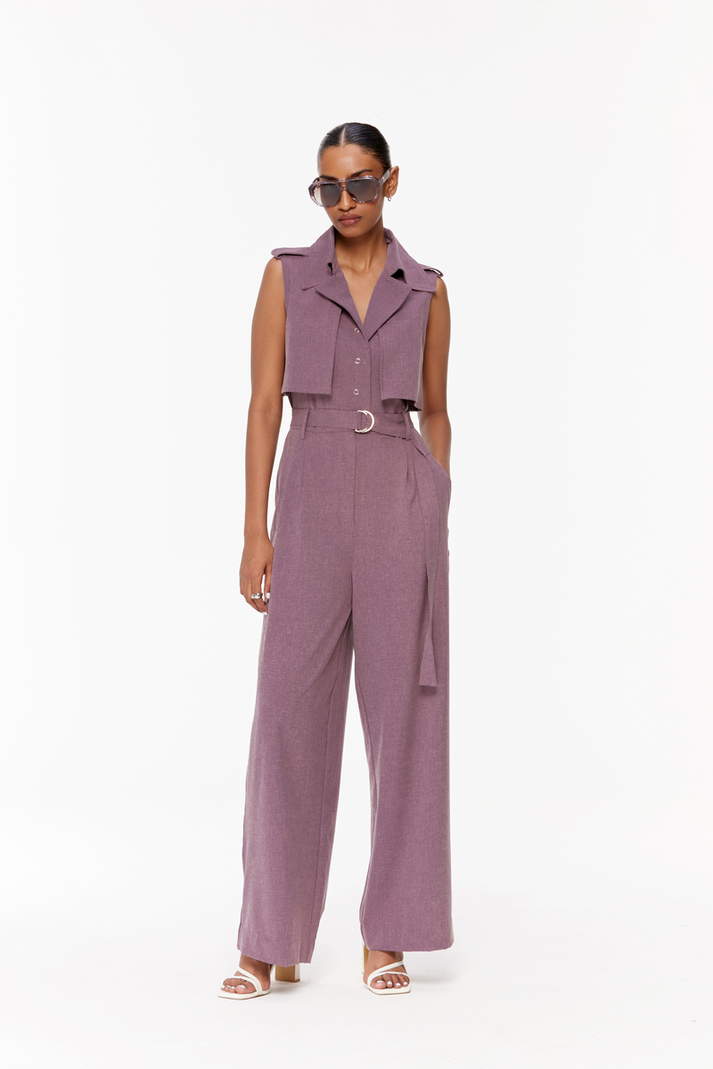 Belted Trench Jumpsuit