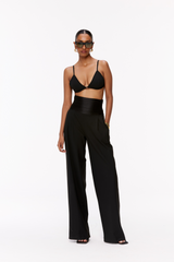 Cummerbund Wide-Leg Trousers