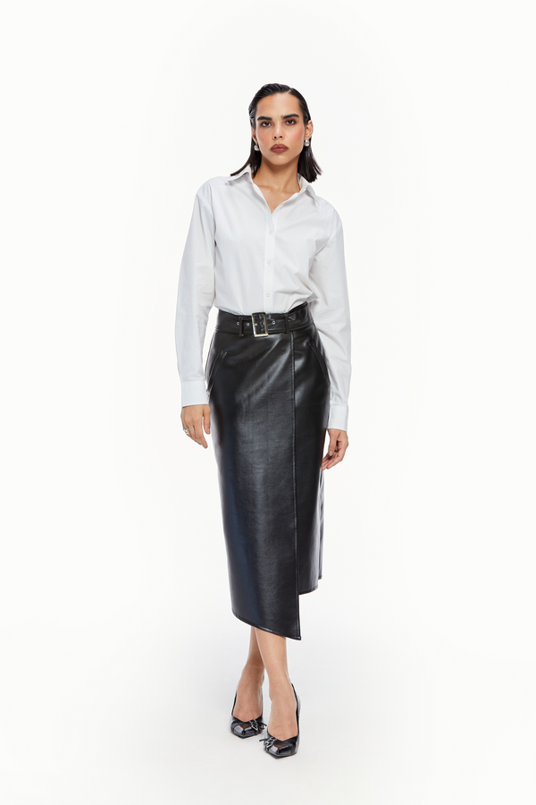 Crisp Faux Leather Skirt Set