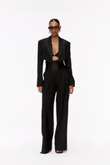 Cummerbund Wide-Leg Trousers