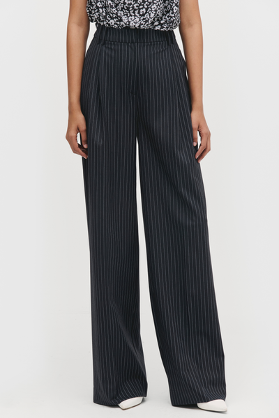Wide-Leg Pleated Trousers