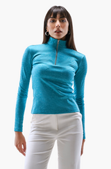 Zip Up Polo Neck Top