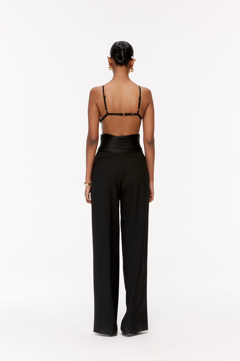 Cummerbund Wide-Leg Trousers
