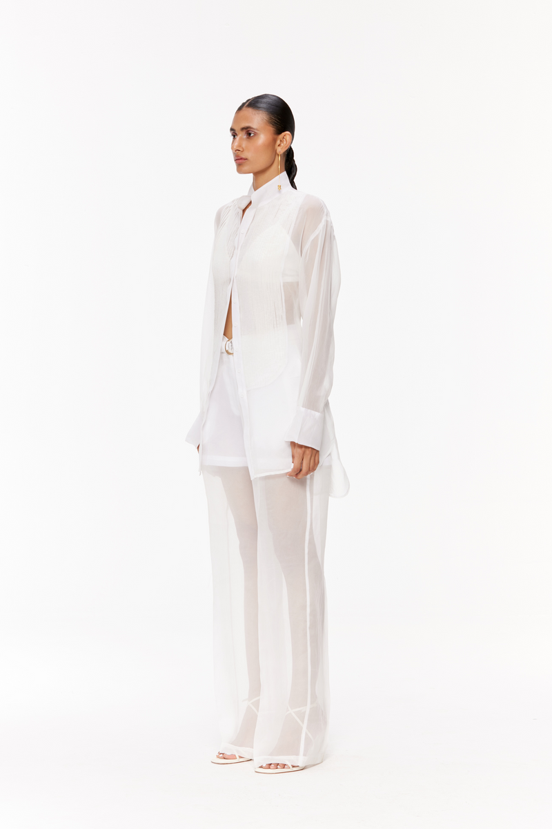Pintucked Shirt Set