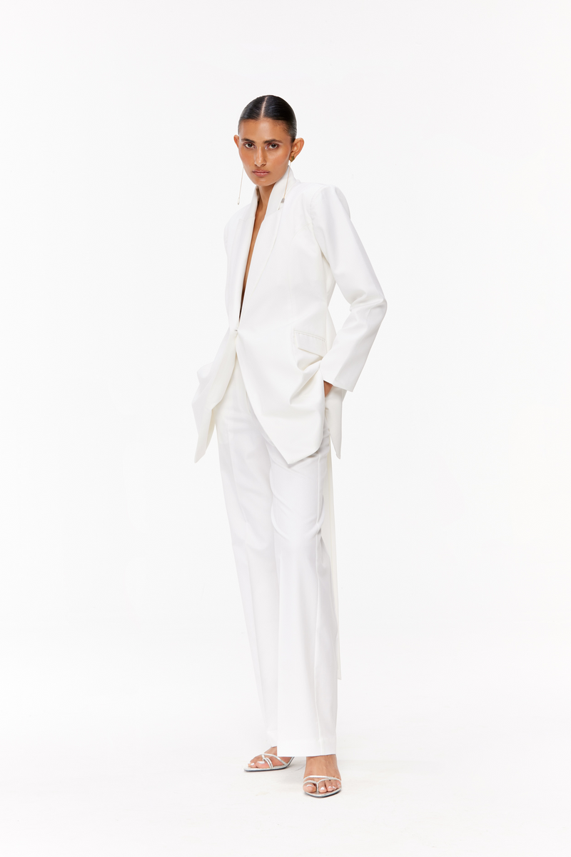 Open-Back Belted Blazer