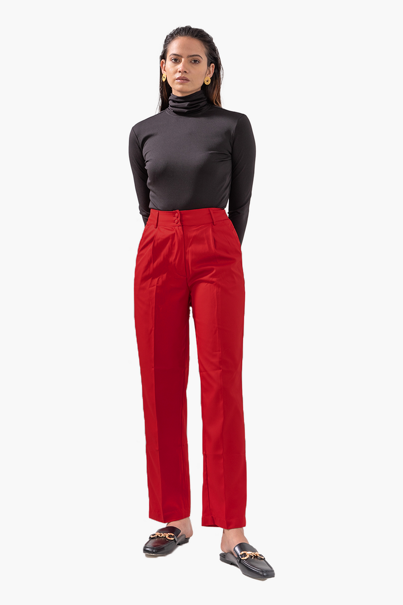 Hi-Rise Straight Trousers