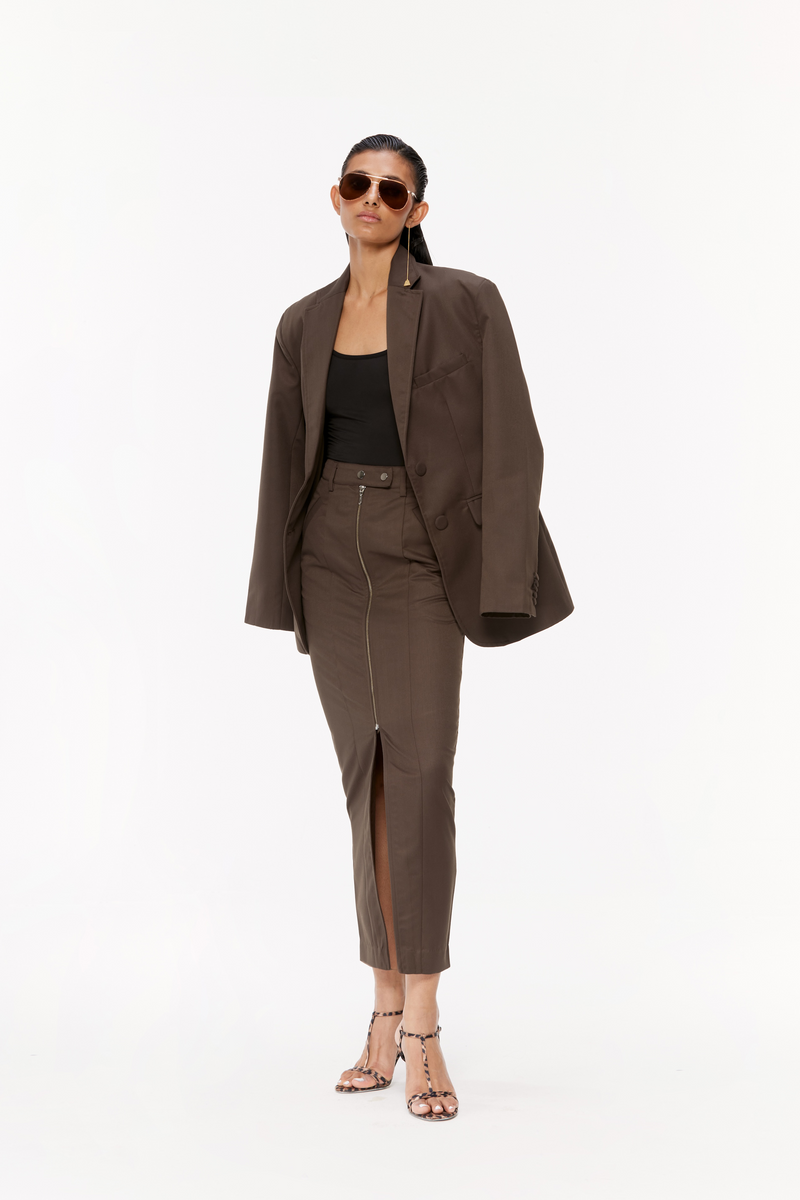 Zip-Up Tailored Skirt