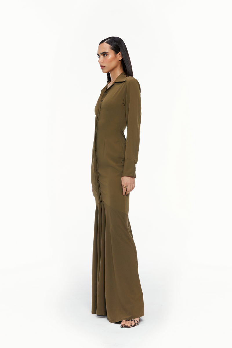 Fluted Shirt Dress