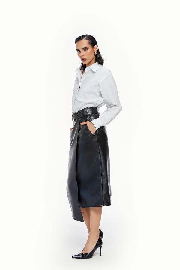 Crisp Faux Leather Skirt Set