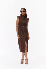Pintucked Belted Dress
