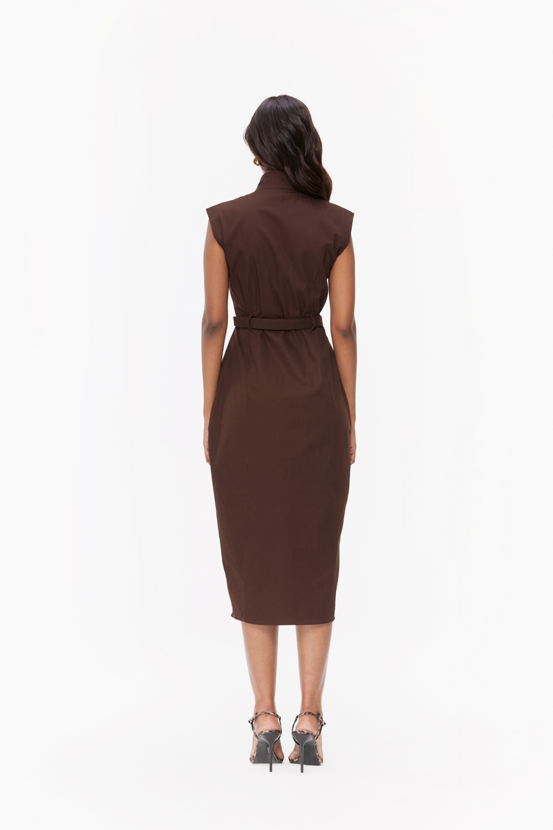 Pintucked Belted Dress
