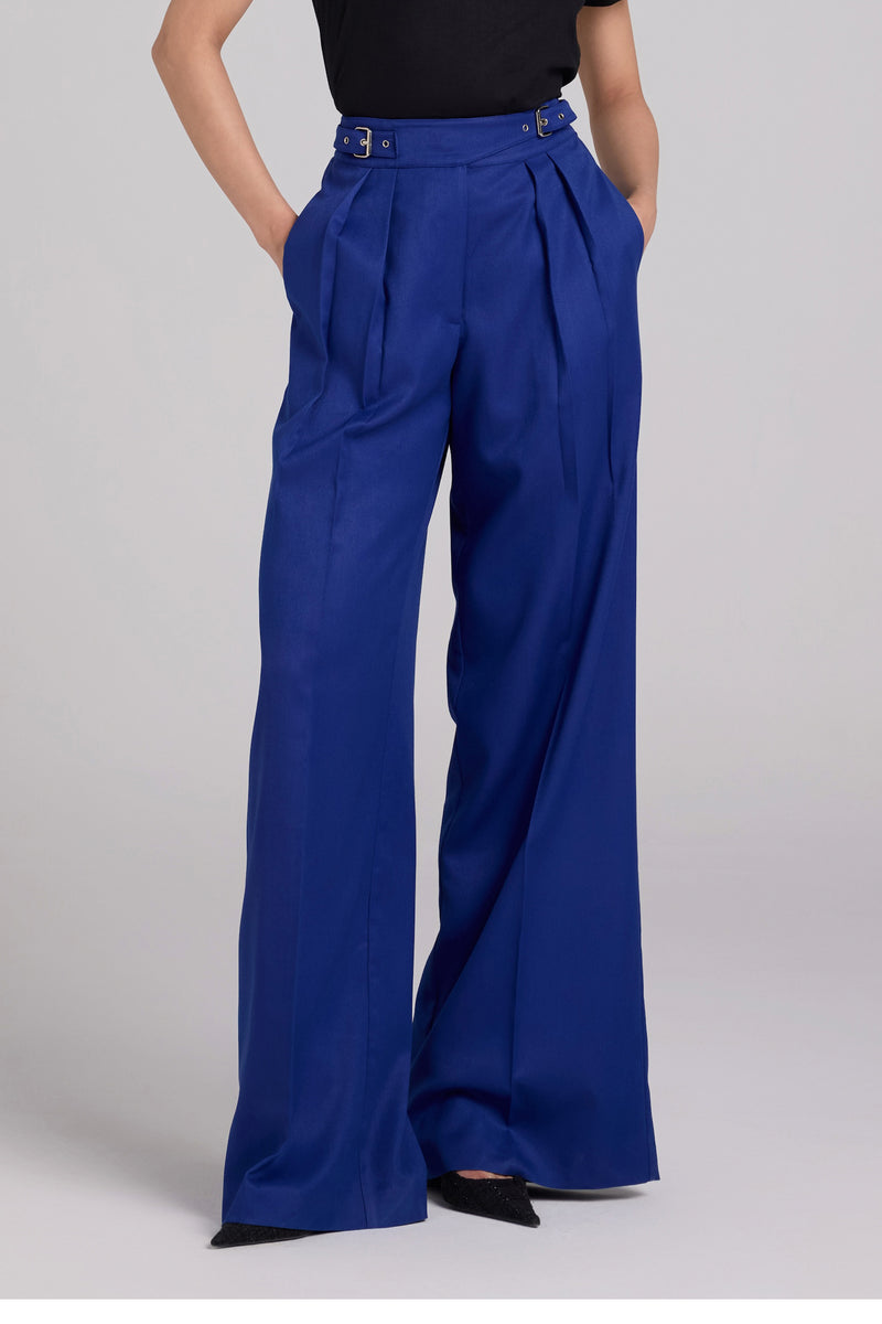 Buckled Wide-Leg Trousers