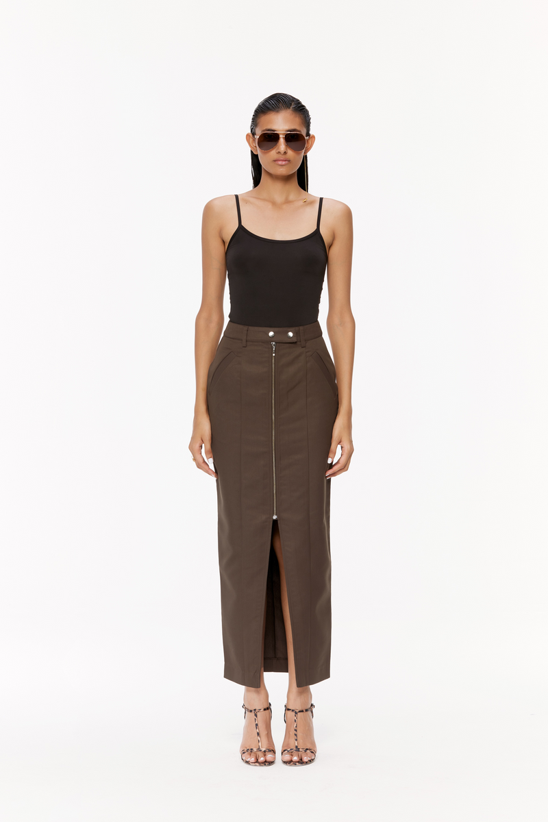 Zip-Up Tailored Skirt