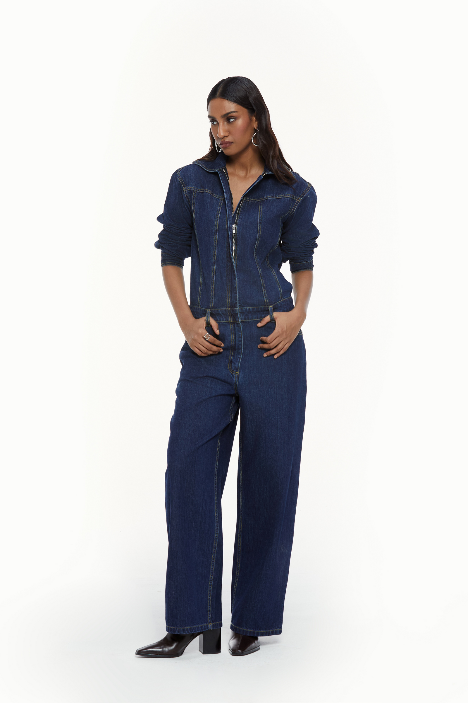 Mid Wash Blue Denim Boiler Jumpsuit – Qua