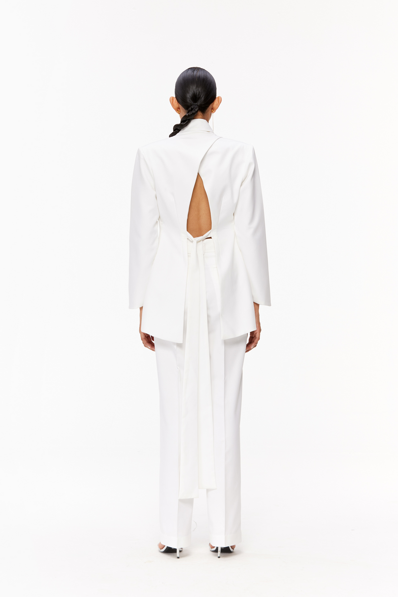Open-Back Belted Blazer