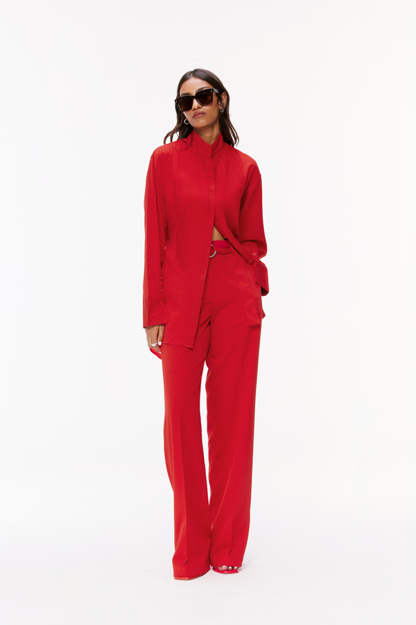 Pintucked Shirt Set