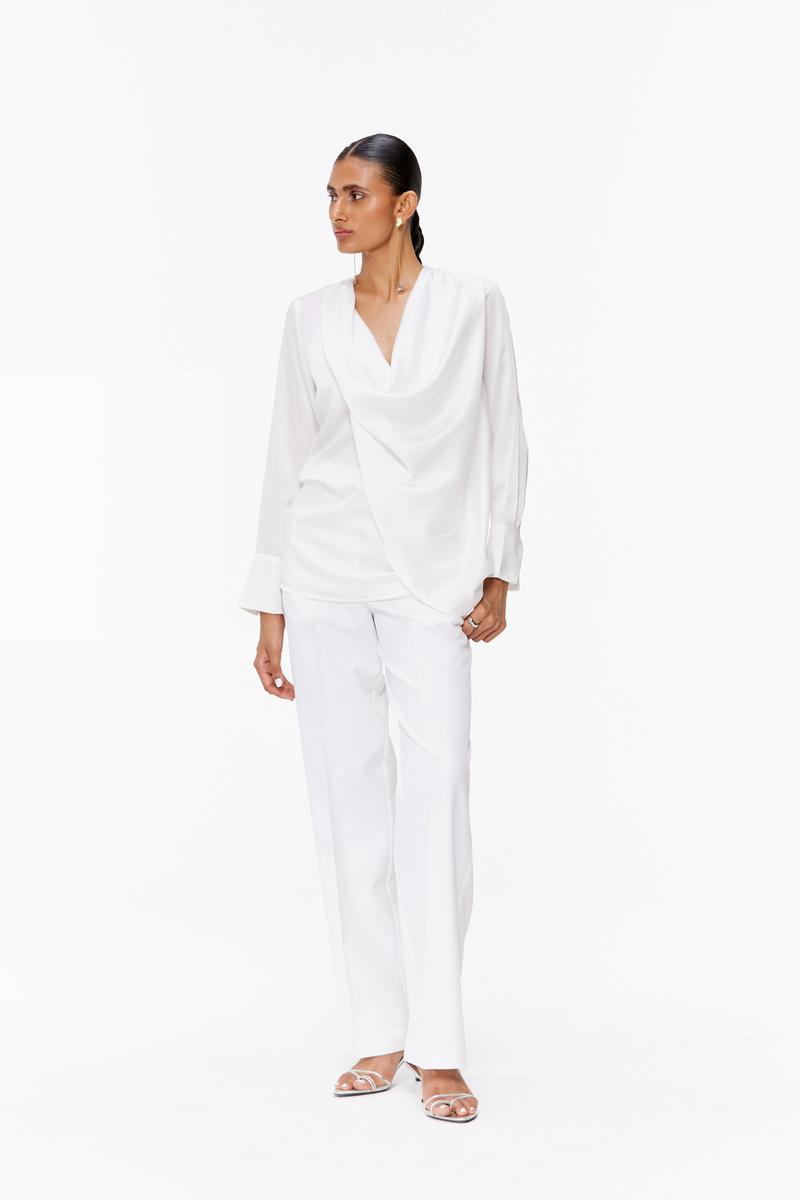 Draped Satin Blouse