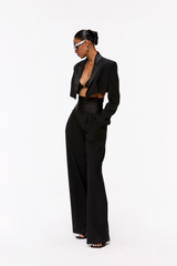 Cummerbund Wide-Leg Trousers