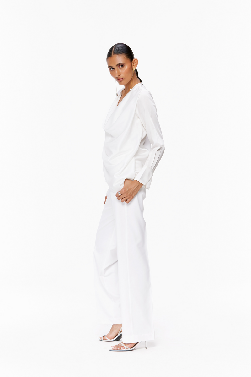 Draped Satin Blouse