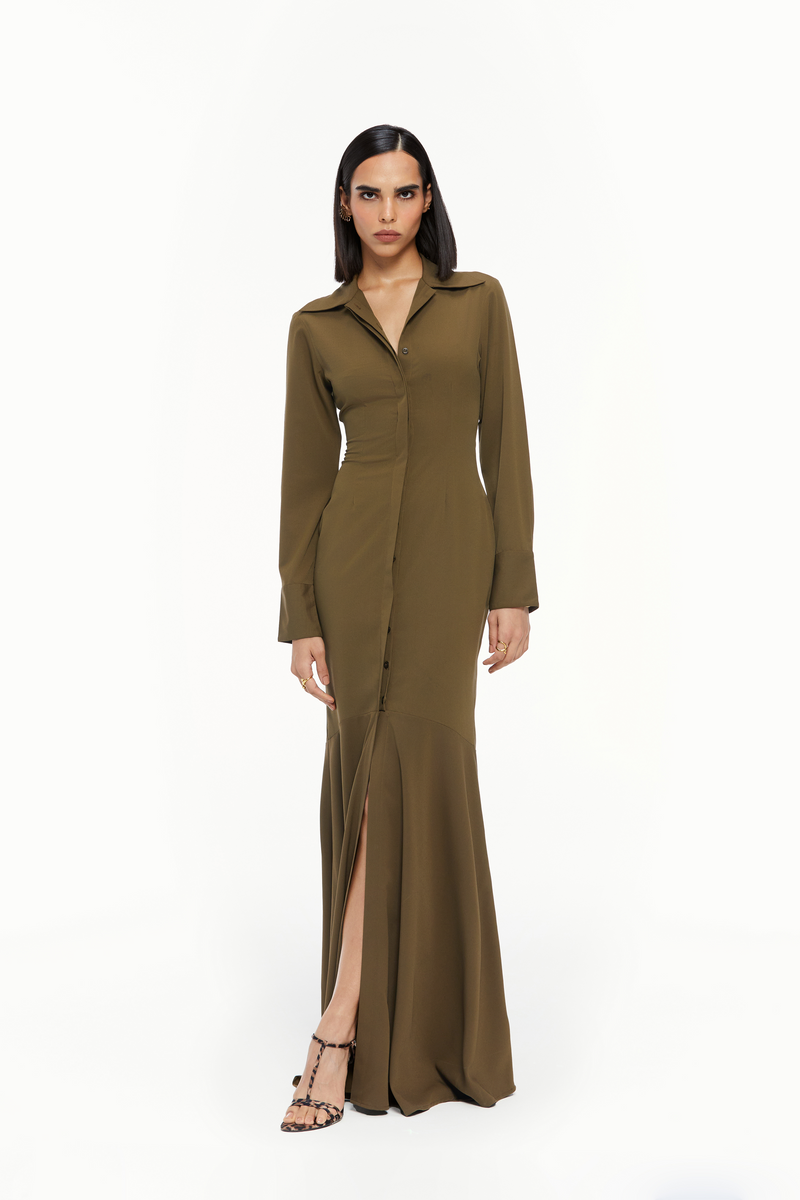Fluted Shirt Dress