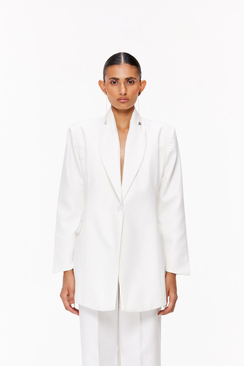 Open-Back Belted Blazer