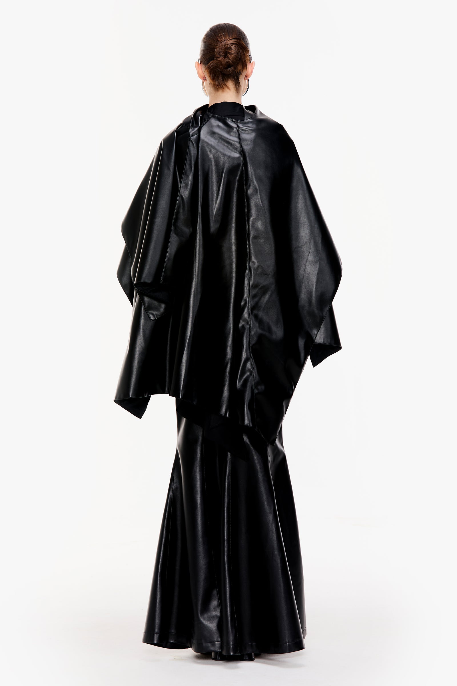 Caviar Black Faux Leather Cape Scarf – Qua