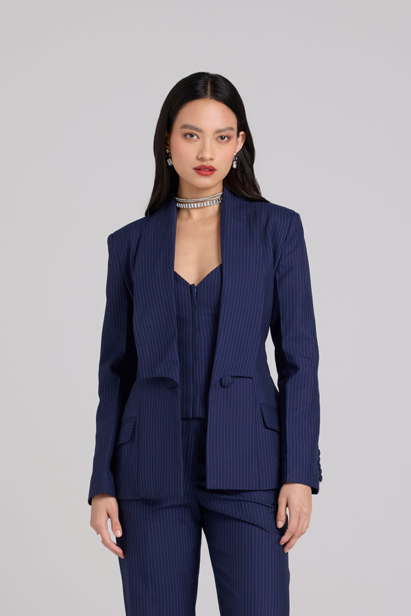 Shawl Collar Pinstripe Blazer