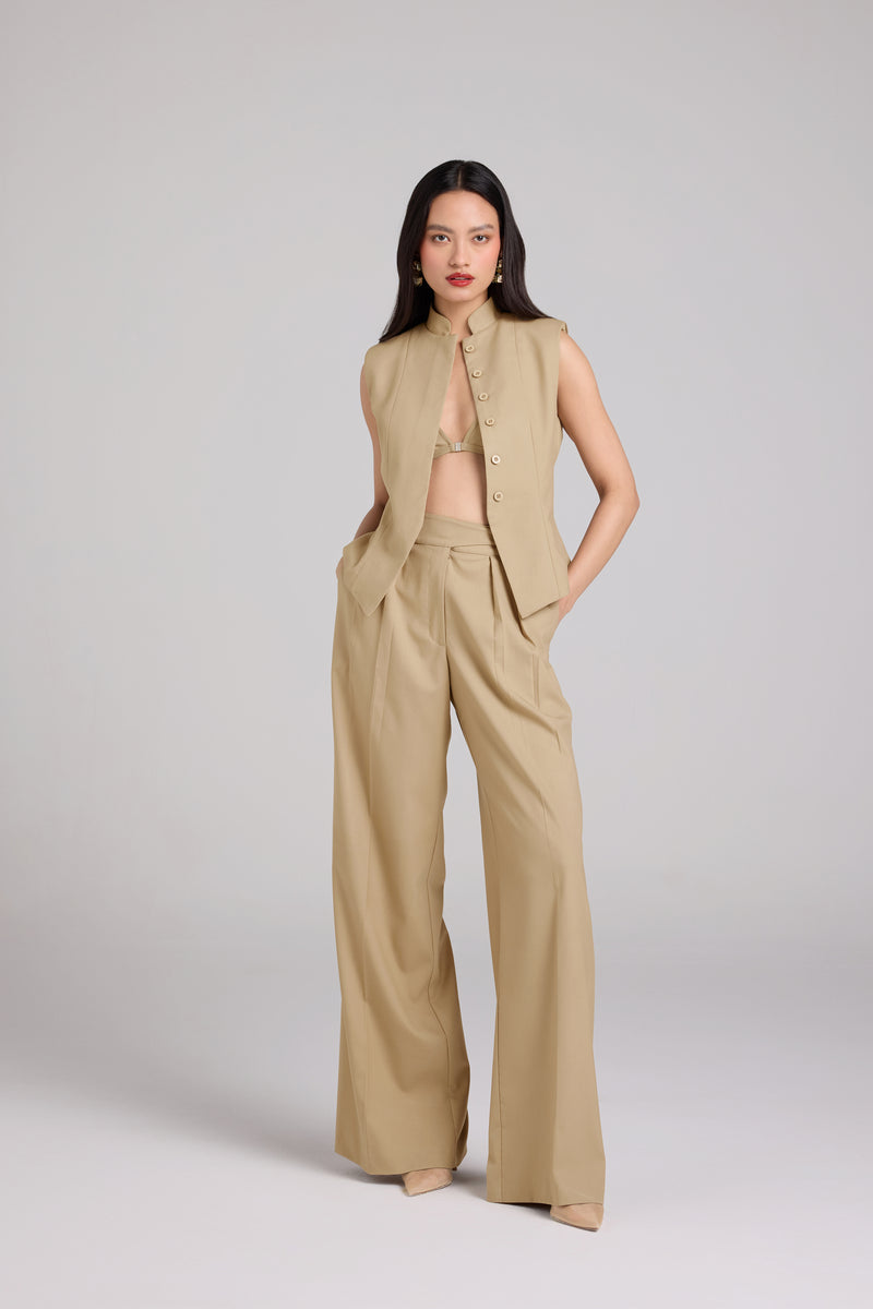 Buckled Wide-Leg Trousers