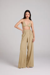 Buckled Wide-Leg Trousers