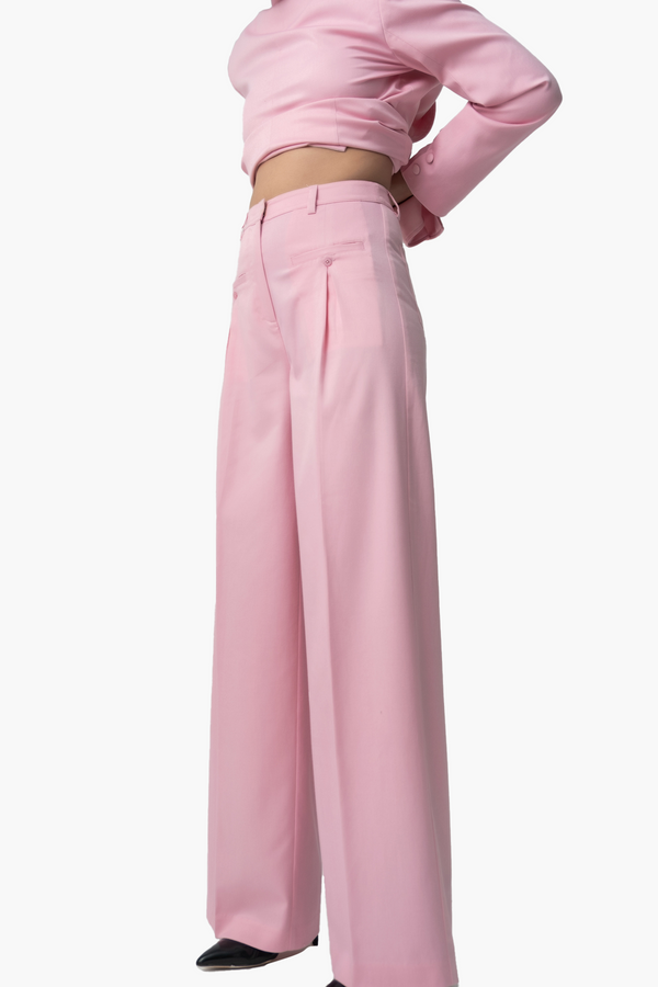 Wide Leg Pleated Trousers