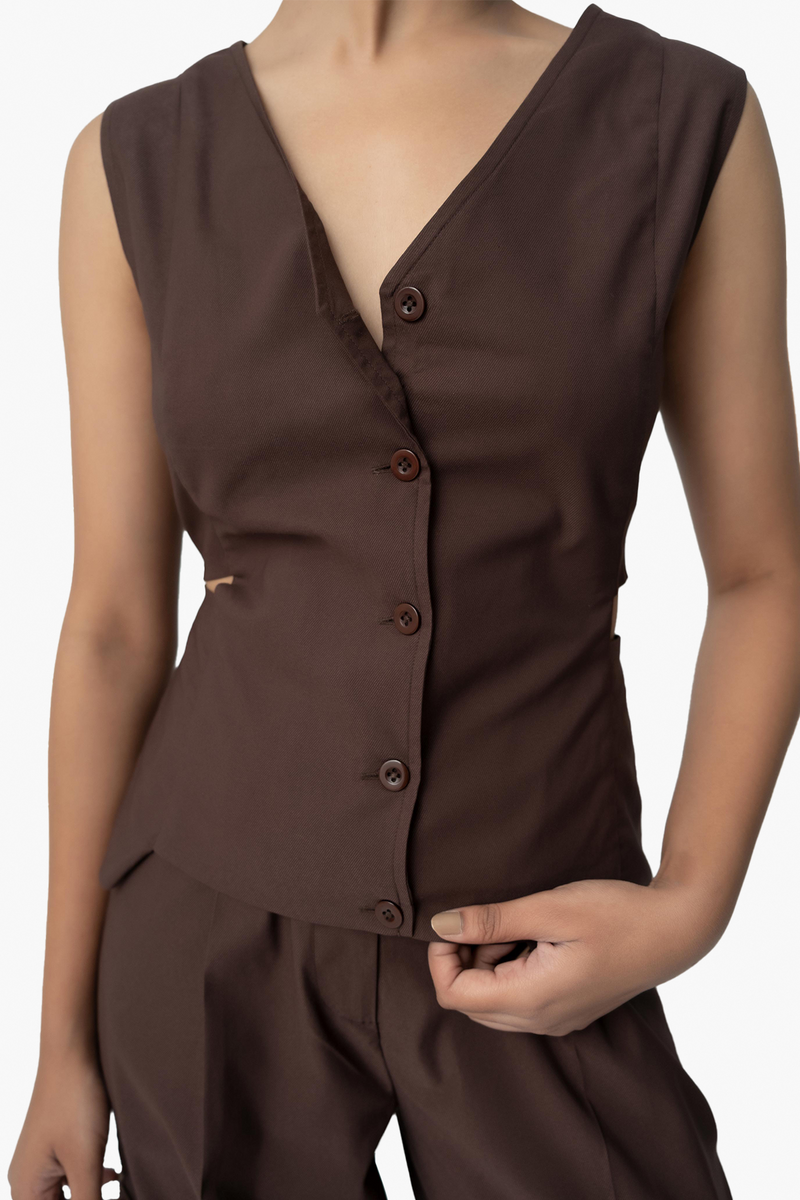 Cut-out Slim Waistcoat