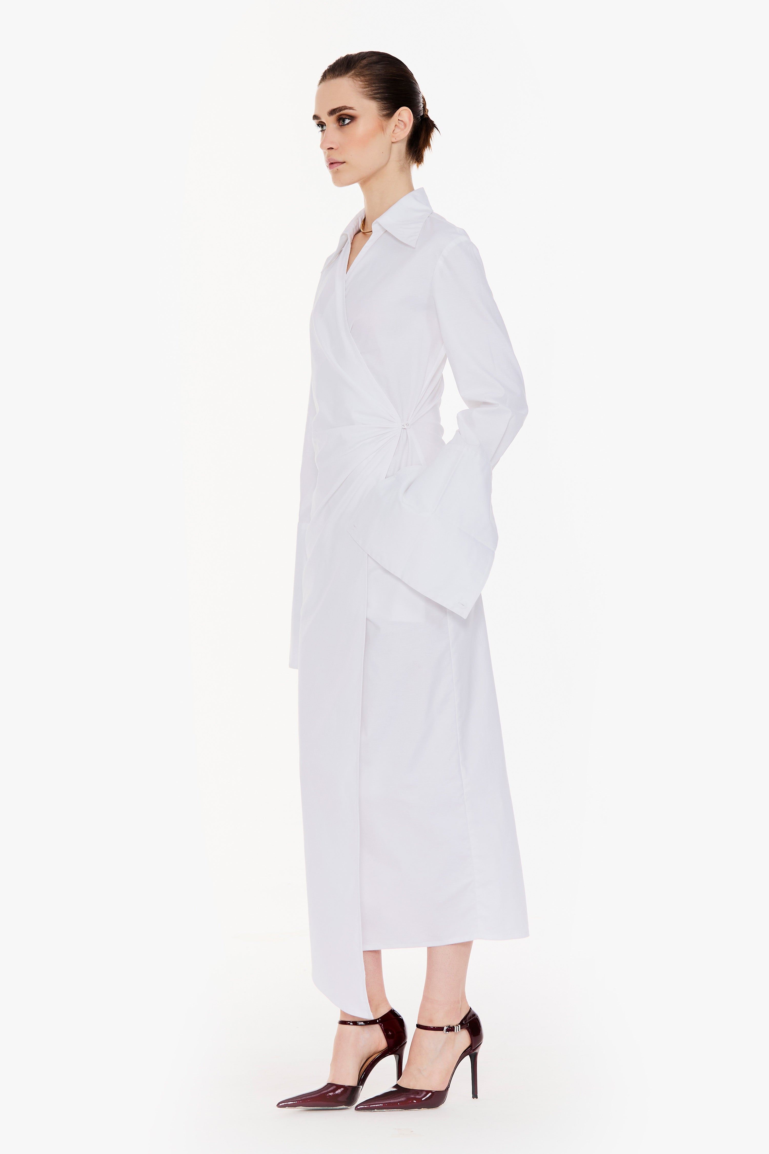 Cloud White Angular Hem Wrap Dress – Qua