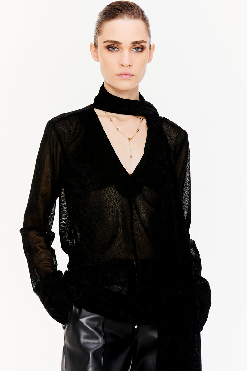 Scarf-Neck Blouse