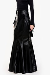 Fluted Faux Leather Maxi Skirt